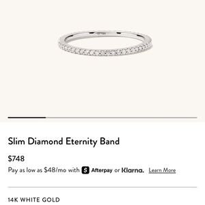 NWT Mejuri Slim Diamond Eternity Band 14k White Gold